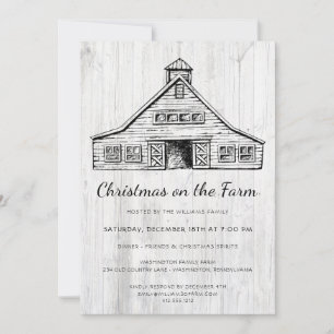 Invitation Rustic Country Grange Simple Bois fête de Noël