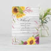 Invitation Rustic Country Grange Tournesol Mariage Photo (Debout devant)
