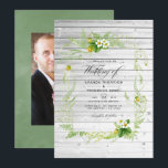 Invitation Rustic Country Grange Verdure Mariage Photo<br><div class="desc">Faire-part de mariage verdoyant avec fougères, fleurs sauvages et fraises conçus pour être rapidement et facilement customisés. Idéal pour un thème ou un mariage de jardin. La photo au verso est facultative. Si vous préférez le supprimer, faites défiler vers le bas de "Personnaliser ce modèle" et cliquez sur "Modifier en...</div>