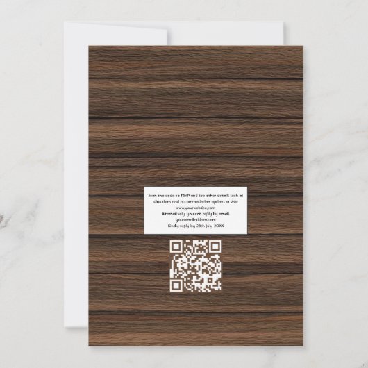 Invitation Rustic Country Grange Verdure QR Code RSVP Mariage (Dos)