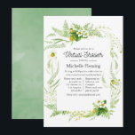 Invitation Rustic Country Green Douche virtuelle<br><div class="desc">Invitation virtuelle longue distance bébé ou nuptiale douche avec fougères,  fleurs sauvages et fraises et un arrière - plan de lave-eau vert sauge.</div>