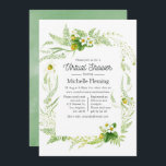 Invitation Rustic Country Green Douche virtuelle<br><div class="desc">Invitation virtuelle longue distance bébé ou nuptiale douche avec fougères,  fleurs sauvages et fraises et un arrière - plan de lave-eau vert sauge.</div>
