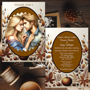 Invitation Rustic Country Grunge Brown Automne Citrouille Mar