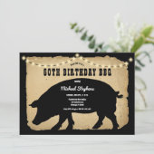 Invitation Rustic Country Hog 60e Anniversaire Barbeque - BBQ (Debout devant)