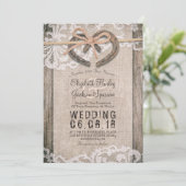 Invitation Rustic Country Horseshoe Burlap Lace Barn Mariage (Debout devant)