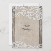 Invitation Rustic Country Horseshoe Burlap Lace Barn Mariage (Dos)