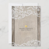 Invitation Rustic Country Horseshoe Burlap Lace Fête des mari (Dos)