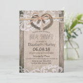 Invitation Rustic Country Horseshoe Burlap Lace Fête des mari (Debout devant)