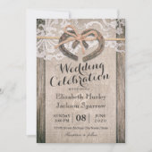 Invitation Rustic Country Horseshoe Burlap Lace Mariage (Devant)