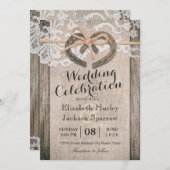 Invitation Rustic Country Horseshoe Burlap Lace Mariage (Devant / Derrière)