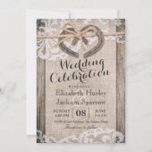 Invitation Rustic Country Horseshoe Burlap Lace Mariage (Devant)