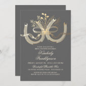 Invitation Rustic Country Horseshoe Gold Grey Fête des mariée (Devant / Derrière)