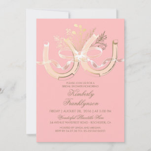 Invitation Rustic Country Horseshoe Gold Pink Fête des mariée