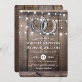 Invitation Rustic Country Horseshoe Mariage d'éclairage de gr (Devant / Derrière)