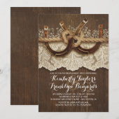 Invitation Rustic Country Horseshoes Couple Engagement Party (Devant / Derrière)