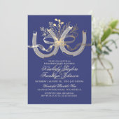 Invitation Rustic Country Horseshoes Gold Engagement Party (Debout devant)