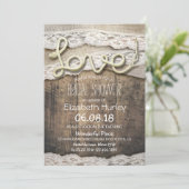 Invitation Rustic Country Love corde Burlap Fête des mariées (Debout devant)