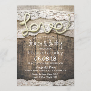 Invitation Rustic Country Love corde Burlap Fête des mariées 