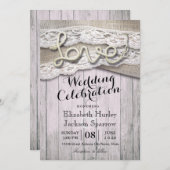 Invitation Rustic Country Love Rope Burlap Lace Barn Mariages (Devant / Derrière)