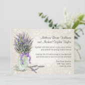 Invitation Rustic Country Mason Jar Lace n Lavender Floral (Debout devant)