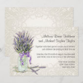 Invitation Rustic Country Mason Jar Lace n Lavender Floral (Devant / Derrière)