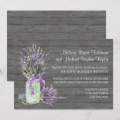 Invitation Rustic Country Mason Jar Lace n Lavender Floral (Devant / Derrière)