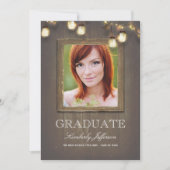 Invitation Rustic Country Mason Jar Lumières Photo Graduation (Devant)