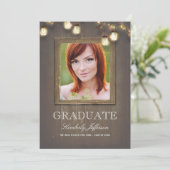 Invitation Rustic Country Mason Jar Lumières Photo Graduation (Debout devant)