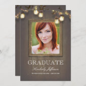 Invitation Rustic Country Mason Jar Lumières Photo Graduation (Devant / Derrière)