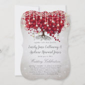 Invitation Rustic Country Mason Jar Rouge & Arbre Argent Mari (Devant)