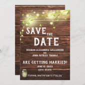 Invitation Rustic Country Mason String Lights Enregistrer La  (Devant / Derrière)