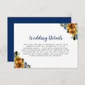 Invitation Rustic Country Navy Blue Sunflower Détails du Mari (Devant / Derrière)
