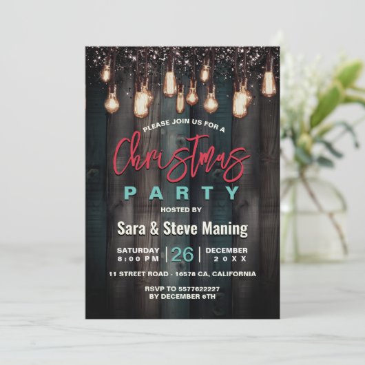 Invitation Rustic Country Noël brun Fête de Noël (Debout devant)