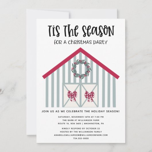 Invitation Rustic Country Noël Grange Noël Fête (Devant)
