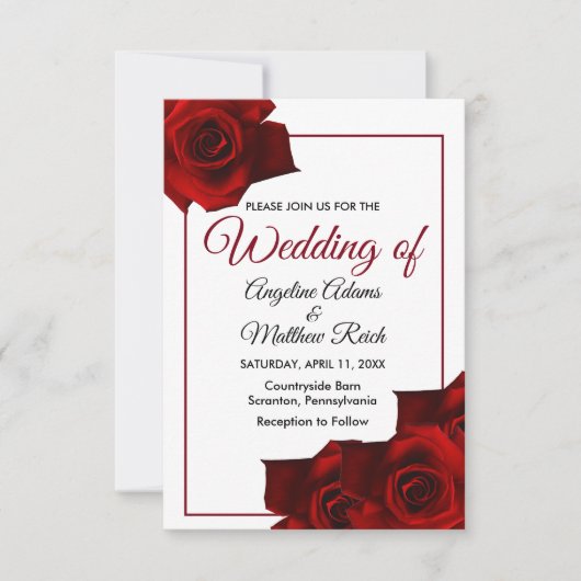 Invitation Rustic Country Rose Classy Floral Mariage Invitat (Devant)