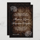 Invitation Rustic Country Roses Grange Wood Wedding Invite (Devant / Derrière)