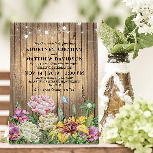 Invitation Rustic Country Spring Garden Mariage Floral