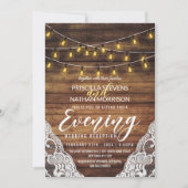 Invitation Rustic Country String Éclairage Dentelle de bois S (Devant)