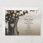 Invitation Rustic Country Tree Lumières Barne Fête des mariée (Devant)