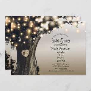 Invitation Rustic Country Tree Lumières Barne Fête des mariée