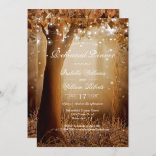 Invitation Rustic Country Tree String Lights Dîner de répétit