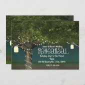 Invitation Rustic Country Tree String Lights Dîner de répétit (Devant / Derrière)