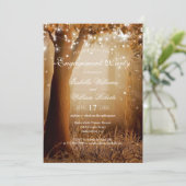 Invitation Rustic Country Tree String Lights Partie d'engagem (Debout devant)