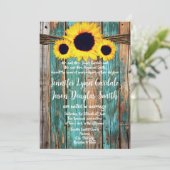 Invitation Rustic Country Turquoise Grange Mariage de tournes (Debout devant)