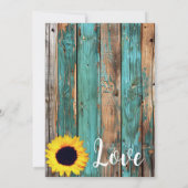 Invitation Rustic Country Turquoise Grange Mariage de tournes (Dos)