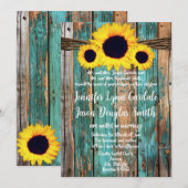 Invitation Rustic Country Turquoise Grange Mariage de tournes (Devant / Derrière)