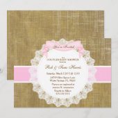 Invitation Rustic Country Vintage Burlap Baby shower Invitati (Devant / Derrière)