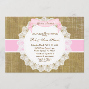 Invitation Rustic Country Vintage Burlap Baby shower Invitati