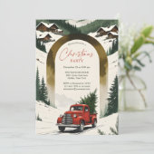 Invitation Rustic Country Vintage Red Truck Christmas Party (Debout devant)