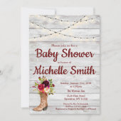 Invitation Rustic Country Western Boot Baby shower Vintage (Devant)